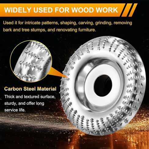 HARFINGTON 3Pcs Wood Carving Disk Set 5 Inch Shaping Carving Sanding Cutting Grinding Wheel Disc with 7/8" Arbor for Angle Grinders, Silver Tone in Kuwait