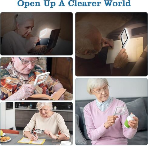 Moko مكبرة الزجاج للقراءة ، 4x قابلة لإعادة الشحن الكامل صفحة الكتب ، والزجاج المكبرة مع أوضاع 3 ، قابلة للطي القراءة مكونة من كبار السن الرؤى المنخفضة ، الأسود in Kuwait