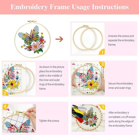 Zhenqing 4-Pack Floral Cross Stitch Kits – 11CT 20x20cm Aida Cloth with Iris, Sunflower & Butterfly Designs – Vibrant Home Decor Embroidery Set（68157） in Kuwait