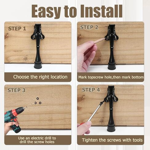 2pcs 4 Inch KickDown Door Stopper, Heavy Duty Door Stop with Non-Slip Rubber Tip for Wood Concrete Tiled Carpeted Floors, Brushed Nickel in Kuwait