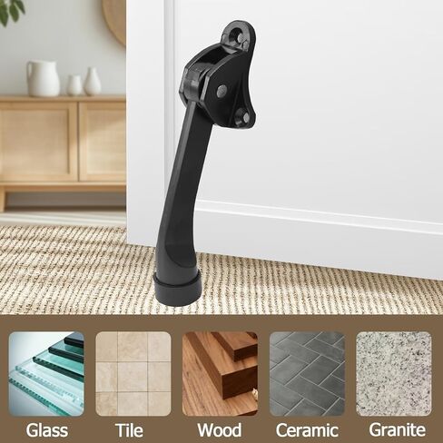 2pcs 4 Inch KickDown Door Stopper, Heavy Duty Door Stop with Non-Slip Rubber Tip for Wood Concrete Tiled Carpeted Floors, Brushed Nickel in Kuwait