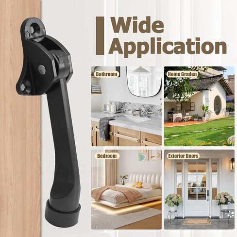 2pcs 4 Inch KickDown Door Stopper, Heavy Duty Door Stop with Non-Slip Rubber Tip for Wood Concrete Tiled Carpeted Floors, Brushed Nickel in Kuwait