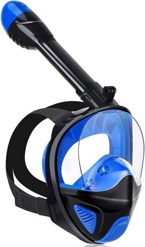 قناع الغطس من أنسون لكامل الوجه، معدات الغطس للبالغين مع أحدث نظام تنفس آمن ونظام علوي جاف، قناع الغطس ذو رؤية بانورامية 180 درجة مع سيليكون مضاد للضباب ومضاد للتسرب in Kuwait