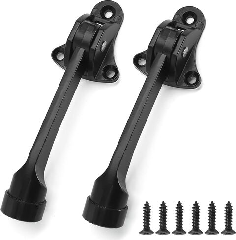 2pcs 4 Inch KickDown Door Stopper, Heavy Duty Door Stop with Non-Slip Rubber Tip for Wood Concrete Tiled Carpeted Floors, Brushed Nickel in Kuwait