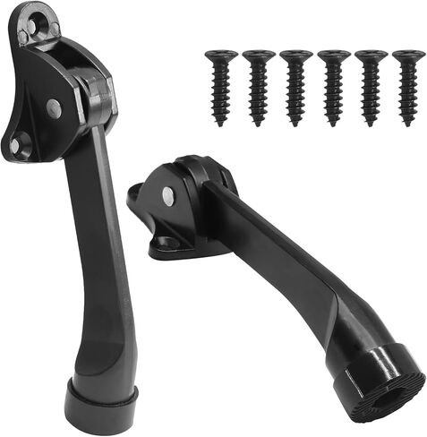 2pcs 4 Inch KickDown Door Stopper, Heavy Duty Door Stop with Non-Slip Rubber Tip for Wood Concrete Tiled Carpeted Floors, Brushed Nickel in Kuwait