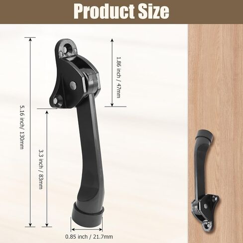 2pcs 4 Inch KickDown Door Stopper, Heavy Duty Door Stop with Non-Slip Rubber Tip for Wood Concrete Tiled Carpeted Floors, Brushed Nickel in Kuwait