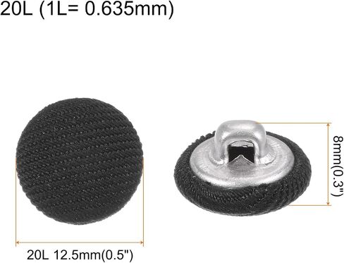 Harfington 10pcs 20l قماش قماش مغطى زر 12.5 ملم أزرار خياطة جولة جولة للمعاد in Kuwait