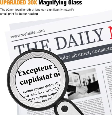 MoKo Magnifying Glass for Reading, Rechargeable 4X Full Page Book Magnifier, Magnifying Glass with Light 3 Modes, Folding Handheld Reading Magnifiers for Seniors Elderly Low Visions,Black in Saudi Arabia