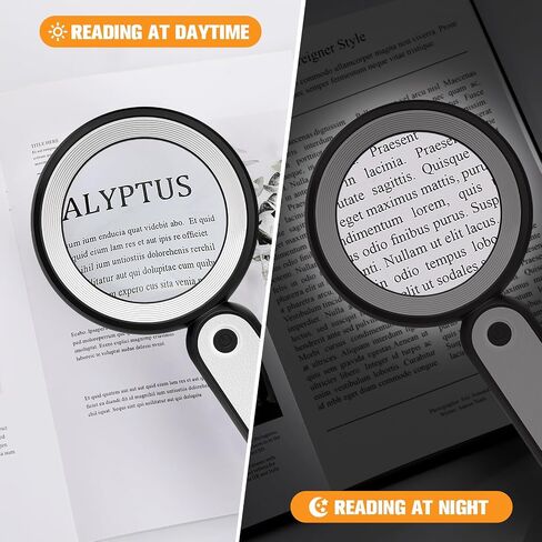 MoKo Magnifying Glass for Reading, Rechargeable 4X Full Page Book Magnifier, Magnifying Glass with Light 3 Modes, Folding Handheld Reading Magnifiers for Seniors Elderly Low Visions,Black in Saudi Arabia