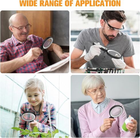 MoKo Magnifying Glass for Reading, Rechargeable 4X Full Page Book Magnifier, Magnifying Glass with Light 3 Modes, Folding Handheld Reading Magnifiers for Seniors Elderly Low Visions,Black in Saudi Arabia