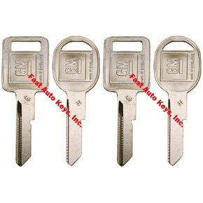 Strattec 4 Keys Set - New GM Logo OEM“E“ Ignition +“H“ Doors/Trunk Key Blanks Uncut 320404 + 320405 Fits Select GM Vehicles