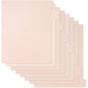 Pink Dividers for 3 Ring Binder, 8-Tab Sturdy Plastic Dividers, Insertable Notebook Planner Tab Dividers for Binders (1 Set)