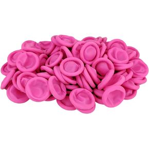 200 Pcs Finger Protectors, Disposable Finger Covers, Latex Anti-Static Finger Tip Rubber Protect Keeping Dressing Dry and Clean (Pink, M)