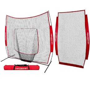 PowerNet Baseball Softball Practice Net 7x7 Bundle + I-Screen (1 Frame + 2 Nets) | Training Aid Equipment | Instant Pitcher Barrier from Line Drives Grounders | Front Toss | Hitting Fielding Drills