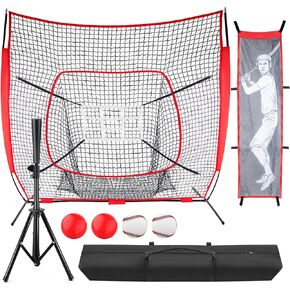 Baseball Net Softball Net for Hitting and Pitching, 7'x7' Batting Net for Baseball & Softball Practice Net, Softball Hitting net, Pitching Net with Strike Zone and Carry Bag