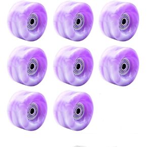 8 Piece 82A 58mm x 32mm QUAD Roller Skates Wheels with 608RS Bearings double Line Skates Wheels for Skateboard Roller Skates Wheel(Purple White) in Kuwait