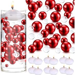 Fumete 10162 Pcs Suspending Candles for Centerpieces Transparent Water Gel Beads for Vases Pearl Beads for Vase Filler Wedding Valentine Galentine Party Floral Decorations(Black, Gold)