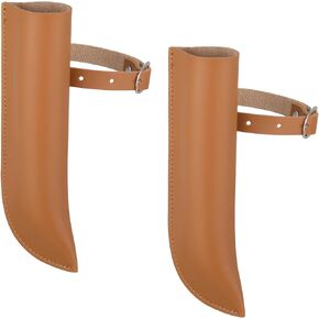 Woanger 2 Pcs Leather Flag Carrier with Stirrup Leathers Horse Saddles and Accessories for Horse Riding Flag, 7 x 2.2 Inch, Brown