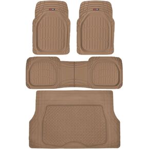 سجادات أرضية السيارة المطاطية شديدة التحمل FlexTough Contour من Motor Trend مع بطانة للحمولة - مجموعة كاملة أمامية وخلفية لجميع الأحوال الجوية تناسب معظم السيارات والشاحنات وسيارات الدفع الرباعي، وسجادات أرضية السيارات in Kuwait