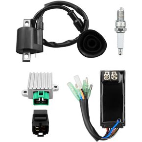 CDI Box Ignition Coil Kit Fits for Polaris Sportsman 90 Predator Scrambler 50 90 ATV, with Voltage Regulator Rectifier&Spark Plug&Starter Relay Solenoid