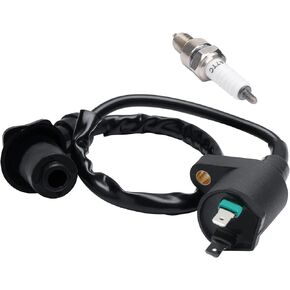 MaySpare Ignition Coil + Spark Plug Compatible with GY6 50cc 150cc 125cc 150cc ATV Moped Scooter Go Kart High Performance Racing Ignition Coil