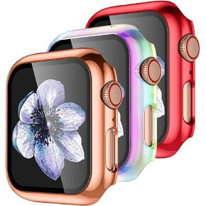 【3 Pack】 Easuny Design for Apple Watch Case 38mm Series 3 2 1 with Built-in Glass Screen Protector - Overall Protective Hard Cover Accessories for iWatch Women Men,Black Black Black
