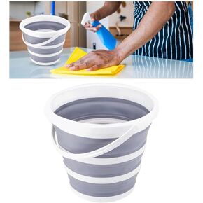 Car Collapsible Bucket, 10L 2.6 Gallon Folding Bucket Auto Cleaning Plastic Water Bucket, Foldable Portable Bucket Space Saving for Indoor Outdoor Car Wash Garden Camping (Gray)
