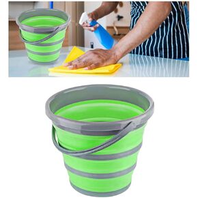 Car Collapsible Bucket, 10L 2.6 Gallon Folding Bucket Auto Cleaning Plastic Water Bucket, Foldable Portable Bucket Space Saving for Indoor Outdoor Car Wash Garden Camping (Gray)