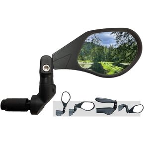 Hafny NEW Bar End Bike Mirror, HD Automotive Grade Glass Lens, Large Surface, Shatterproof, Multi-Angle Adjustable, E-Bike Mirrors (HF-M903RB-FR08) (HF-M903LB-FR08 (Left Side, Blue Glass))