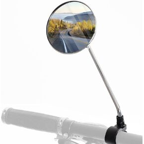 Rearview Bike Mirror 360° ROTATABLE, HD Wide Angle Bicycle Mirror for Handlebars, Glass Rear View Mirror Adjustable for Both Side, Bike Handlebar Mount Mirrors for Road Bikes, MTB, E-Bikes