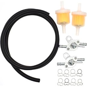 1/4 Fuel Line Gas Fuel Hose Oil Filter Clamps Inline Fuel Shut Off Valve Petcock Petrol Switch for 50cc 70cc 110cc 125cc 150cc 250cc Baja 90cc BA150 Chinese ATV Apollo Pit Dirt Bike Go Kart
