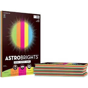 Astrobrights Colored Paper, 8.5" x 11", 24 lb/89 gsm, Glow" 5-Color Assortment, 5 Individual Packs of 100 Assorted Sheets - 500 Sheets in Total (22237)