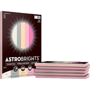 Astrobrights Colored Cardstock, 8.5" x 11", 65 lb/176 gsm, Dreamy" 5-Color Assortment, 6 Individual Packs of 50 Assorted Sheets - 300 Sheets in Total (91735)