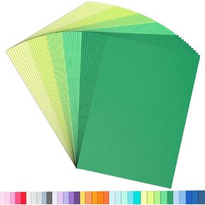Colored Paper 8.5inx11in,50 Sheets,Set of 5 Colors,Rainbow Colored Paper 178g/65lb Heavyweight Construction Paper for Kids Bulk School Supplies Art (Green)