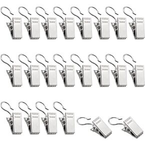 Small Heavy-Duty Hook Clip Set 80 Pack Silver Curtain Clips Metal Curtain Hangers Clips for Art Craft Photo Display Indoor Outdoor Decoration