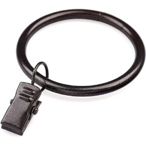 Curtain Rings with Clips - Set of 24,Interior Diameter 1.18",Fits for 1-Inch Rod - Black