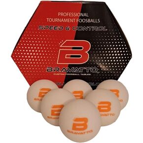 Professional Foosball Balls: Tournament Quality - Just Like The Pros Use, Official Regulation Size - Set of 6 Foosballs (White Ball with Orange Logo)