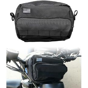 TIKSCIENCE Motorcycle Handlebar Bag Black Sissy Bar Bag Fit for Harley Bicycle Handlebar Bag Universal Fork Bag Fit for Cruiser Softail Dyna Sportsters Motorcycle Tool Bag with Metal Badge