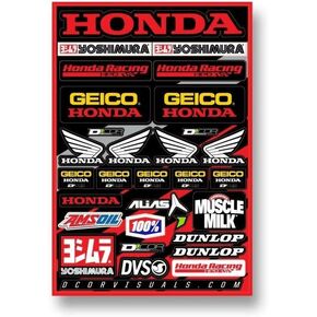 D'cor Visuals 40-10-114 Decal Sheet (Team Geico Honda 12"x18"), 1 Pack
