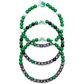 FOCO Philadelphia Eagles NFL Retro Kelly Green 3 Pack Beaded Friendship Bracelet