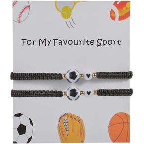 COLORFUL BLING 2pcs/pack Basketball Volleyball Sports Bracelets for Women Men Teens Braided Adjustable Baseball Soccer Football Bracelets Friendship BFF Jewelry