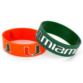 NCAA Miami Hurricanes Silicone Rubber Bracelet, 2-Pack