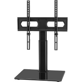 KKTONER Universal TV Stand Base for 27 inch to 65 inch LED TV Table Top TV Mount Stand with Tempered Glass Base Height Adjustable Hold up 88LBs