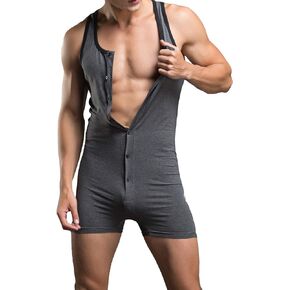 YUFEIDA Men's Athletic Supporters One Piece Bodysuit Cotton Jumpsuit Slim Fit Active Base Layers Singlet Leotard