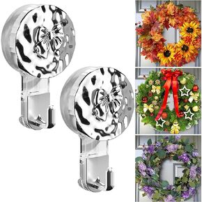 Suction Cup Wreath Hanger for Front Door,2 PCS Strong Large Heavy Duty Vacuum Suction Cup Hooks for Glass Windows,Wreath Holder Outdoor 25 LB Removable or Halloween Christmas Wreath Decorations