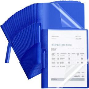 25 Pack Clear Report Covers with Clip 11.4 x 9 Inch Presentation Folders Transparent Front Cover Portfolio Folder Resume Folder Interview Report Folders with Cover for Letter Size (Black)