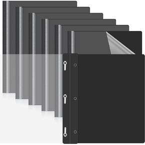 Teling 24 Pcs Clear Front Report Covers with 3 Prongs Presentation Folders Plastic Resume Portfolio Folder Report Folder Letter Size Presentation Binder for Paper Document School Office (Black)
