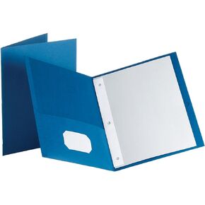Oxford Two-Pocket Portfolios w/Fasteners, Blue, Letter Size, 10 per Pack, (57772)