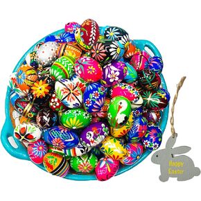 Pysanky (PISANKI) Set of 8. Handpainted Polish Wooden Easter Eggs. Packing by Granda.