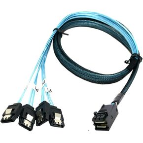 NFHK Internal Mini SAS SFF-8643 Host to 4 SAS 29Pin SFF-8482 Target Disk 6Gbps Data Server Raid Cable